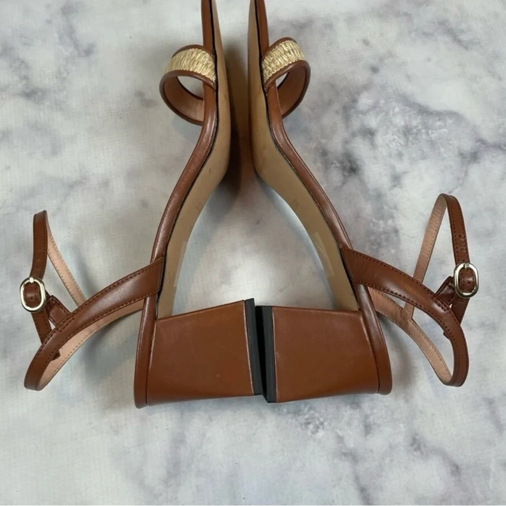 J. Crew Layne Cognac Brown Block Heel Sandal - 10.5 - Picture 8 of 9